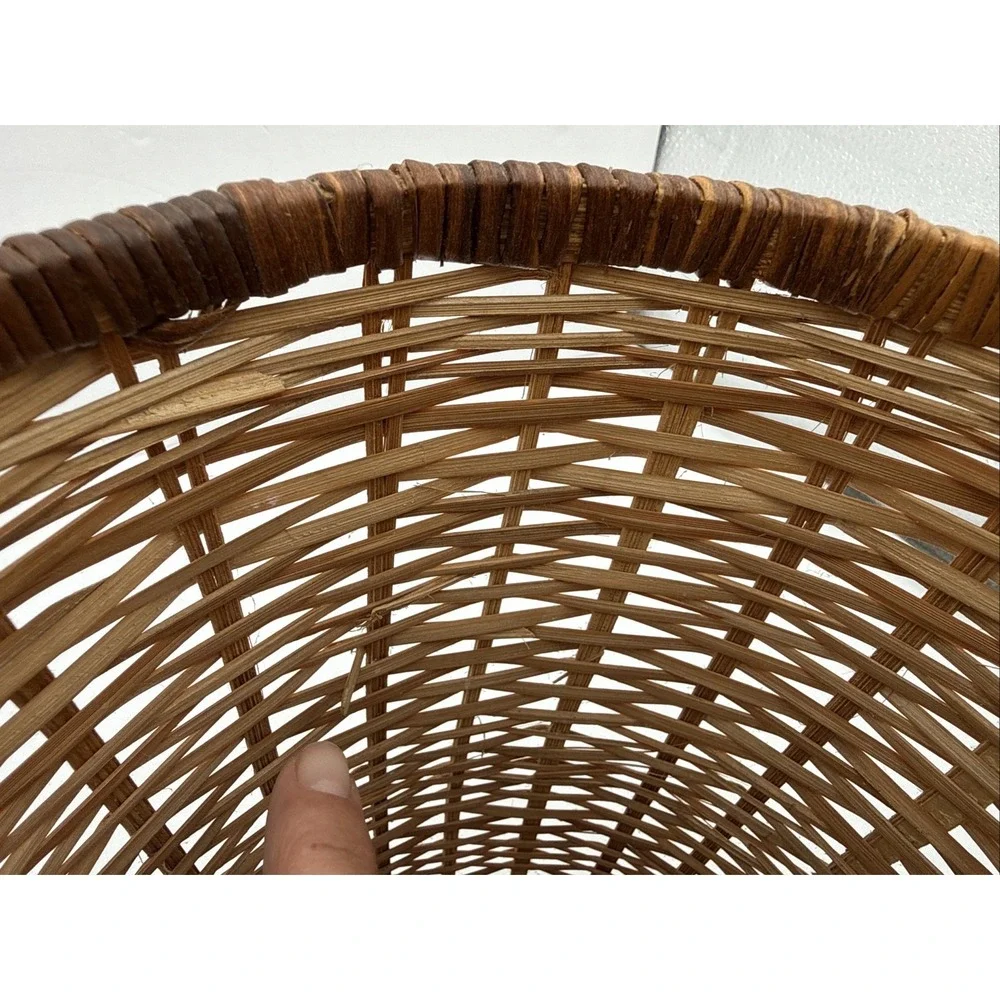 Vintage Woven Wood‎ Splint Waste Basket Rustic Farmhouse Decor Storage
